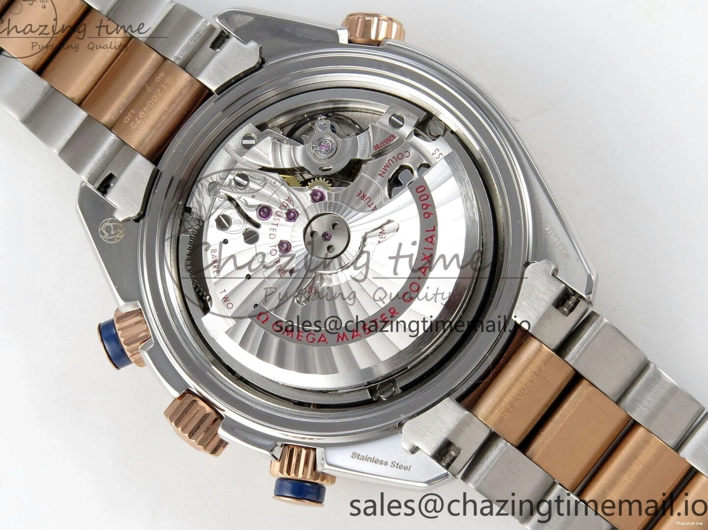 0328 Planet Ocean 600M Chrono SS VRF 1:1 Best Edition Black Bezel Blue Dial on RG SS Bracelet A Affordable 7648